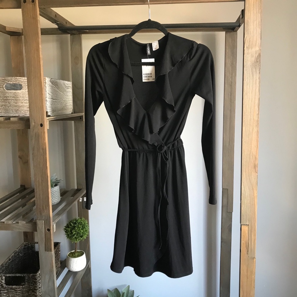 Divided Black Long Sleeve Ruffled Dress NWT - Picture 1 of 6